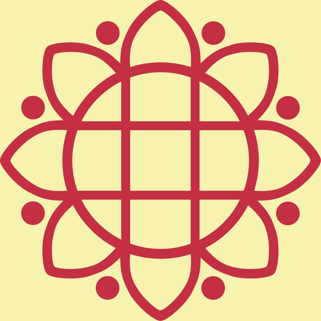 Kreuz rosette rot gold