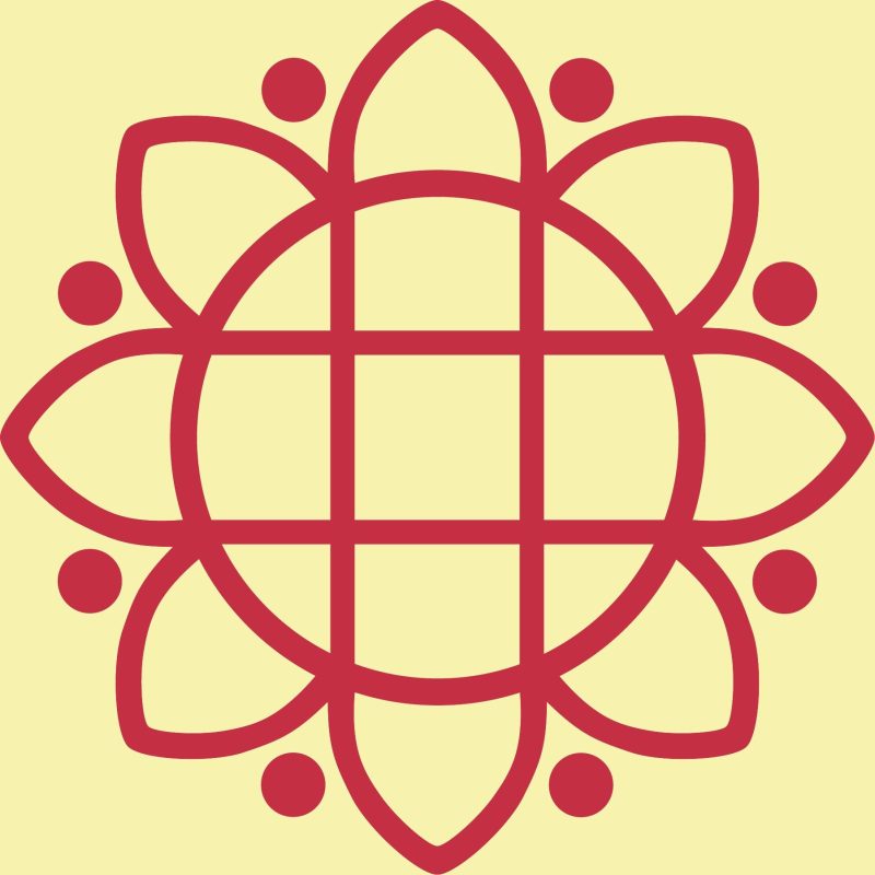 Kreuz rosette rot gold
